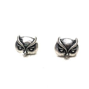 Silver owl stud earrings